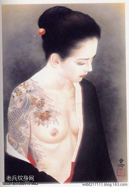 日本浮世绘纹身图案之小妻要纹身画稿系列6
