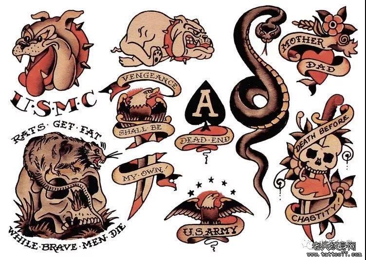 欧美school动物纹身图案