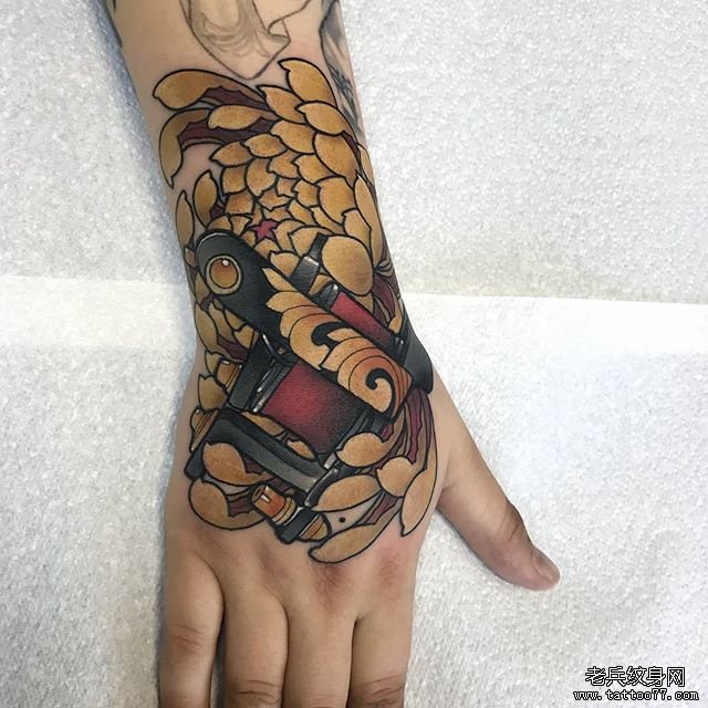 色彩菊花纹身机纹身图案