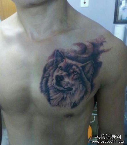 男人胸部霸气的狼头纹身图案_武汉纹身店之家