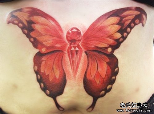 好看漂亮的钻石蝴蝶翅膀纹身图案