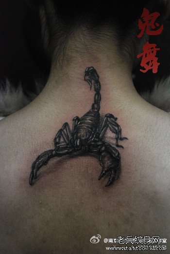 女生颈部时尚超酷的蝎子纹身图案