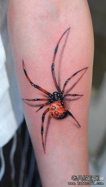 男生手臂时尚帅气的蜘蛛纹身图案