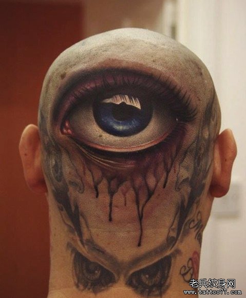 头部超酷经典的一款眼睛纹身图案