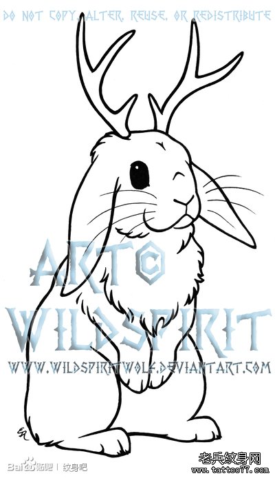 一款可爱时尚的小兔子纹身手稿