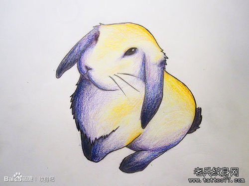 一款可爱经典的小兔子纹身手稿