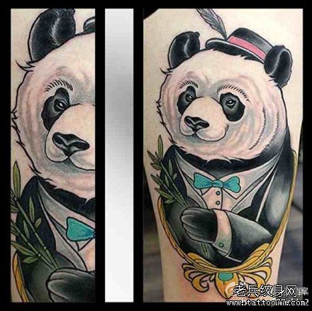手臂一款经典时尚的熊猫纹身图案