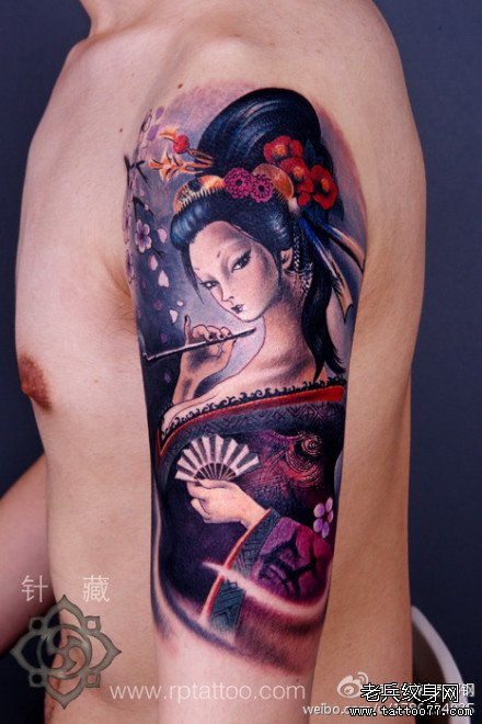 潮流漂亮的艺妓纹身图案_武汉纹身店之家:老兵纹身 ...