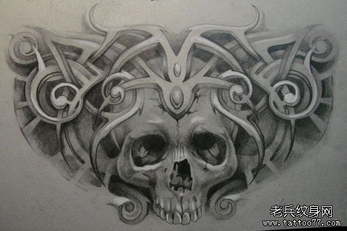 适合纹前胸和后背的骷髅纹身手稿_武汉纹身店