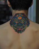 纹身师李哲的彩色唐狮子作品图片