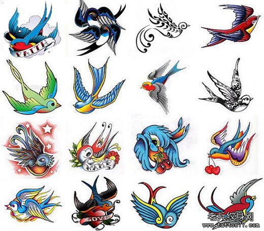 武汉最好的纹身店老兵纹身提供的燕子纹身图案大全图片展示