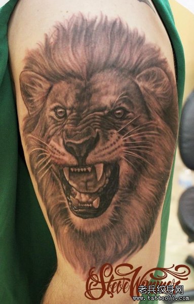 分享一款霸气狮子头纹身图案
