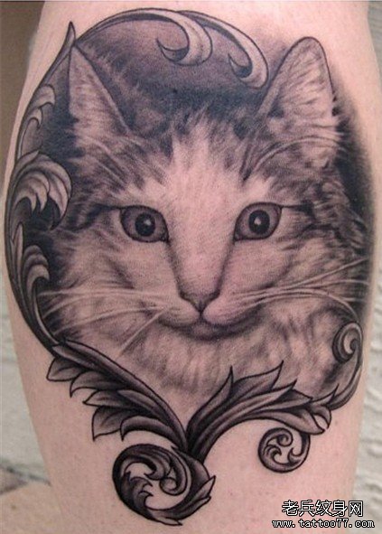 分享一款可爱的猫咪纹身图案