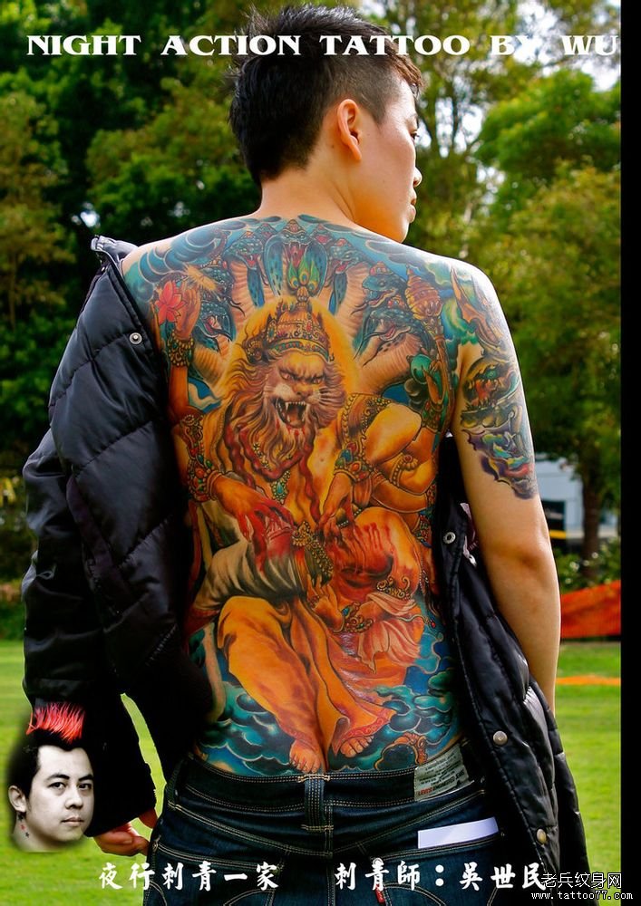 一款霸气的满背人物纹身图案分享
