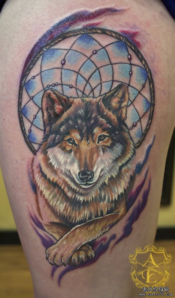 一款漂亮的普梦网狼纹身图片