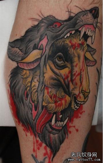 推荐一款欧美个性狼头纹身作品