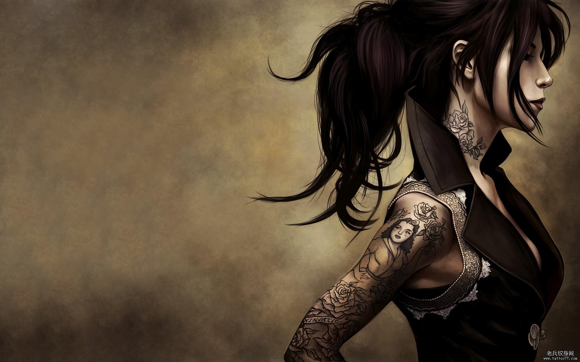 2014年高清纹身插画壁纸桌面下载硬朗的女人图片系列