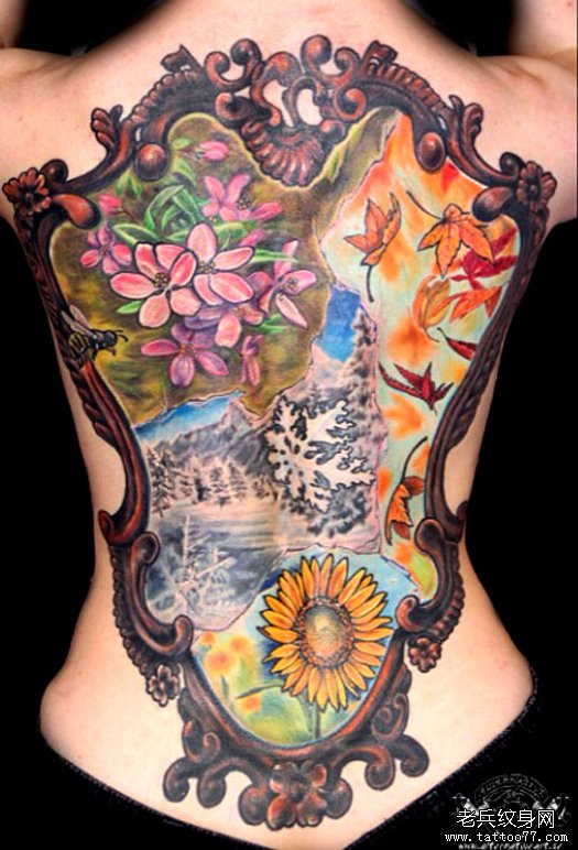 分享一款漂亮的满背纹身图案