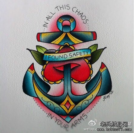 船锚爱心纹身图案由武汉最好的纹身店推荐
