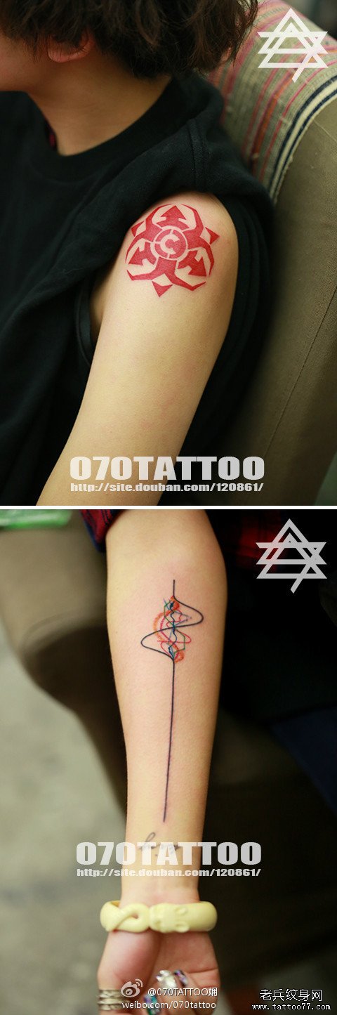 武汉最好的纹身网提供一款手臂彩色纹身图案