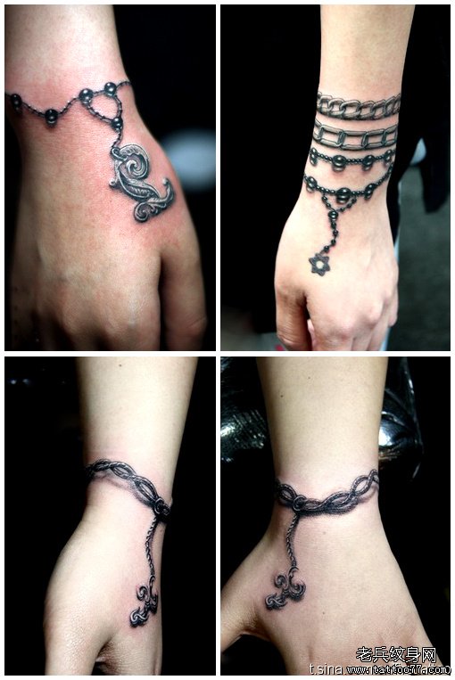 分享一组手腕手链纹身图案由武汉纹身店推荐