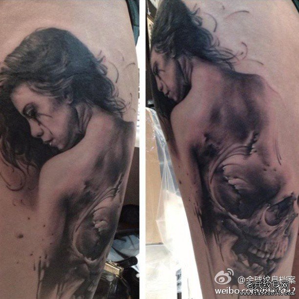 手臂性感女郎纹身图案由武汉纹身店推荐