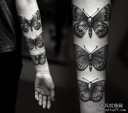 手臂蝴蝶纹身图案由武汉纹身店推荐