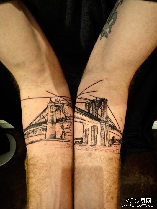 手部之特别风格大桥纹身图案