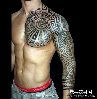 武汉最好的刺青店推荐一款玛雅图腾纹身图案_