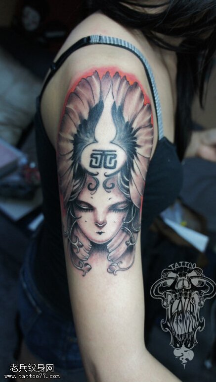女性胳膊精灵纹身图案由武汉最好的纹身店提供
