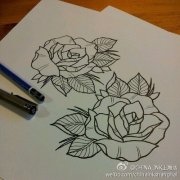 玫瑰花线稿纹身图案由武汉最好的纹身馆提供_