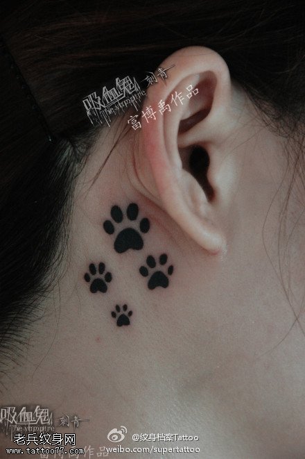 小清新耳部猫印纹身图案