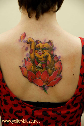 招财猫纹身图案的寓意_武汉纹身店之家:老兵纹