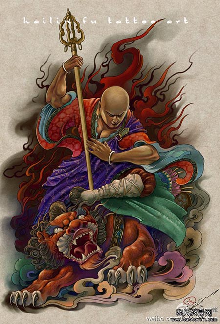 经典超酷的地藏王菩萨纹身手稿 武汉纹身店之高清图片