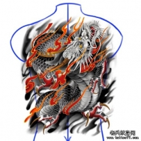 满背龙纹身手稿分享