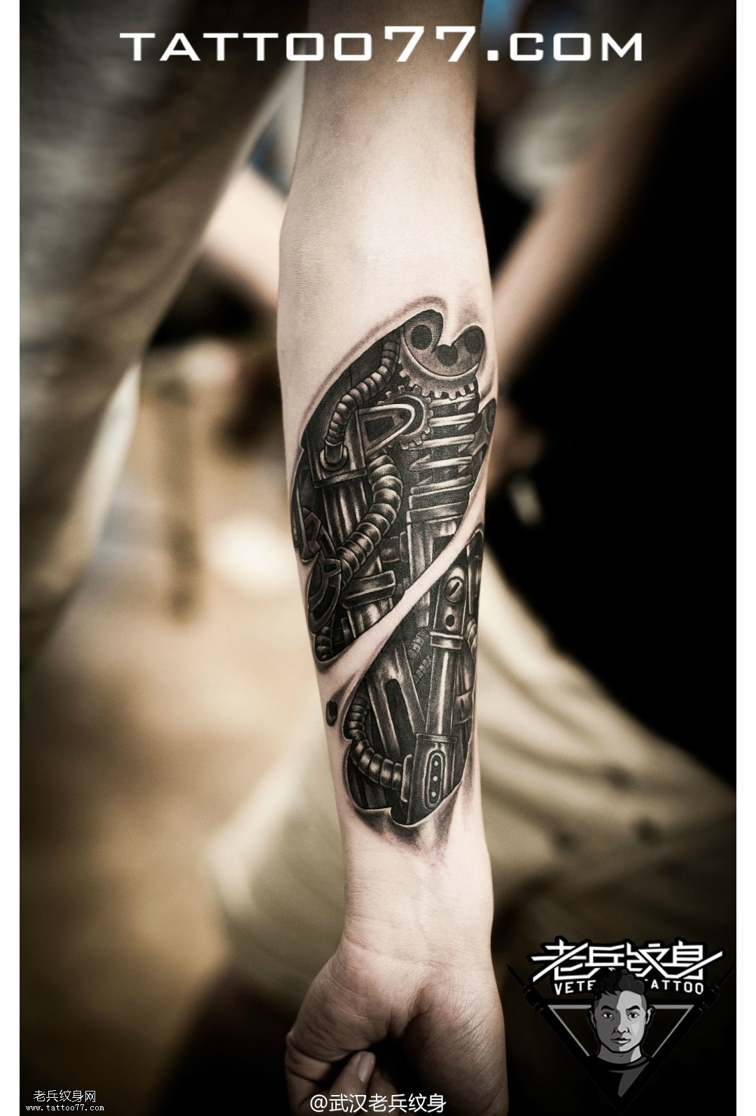 岳恒耗时69小时完成的《未来战士9-攀登者》机械手臂刺青作品详解-yy纹身网