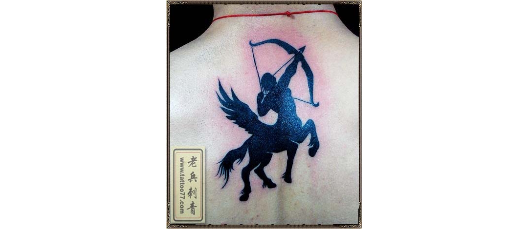 后背射手星座图腾纹身图案作品