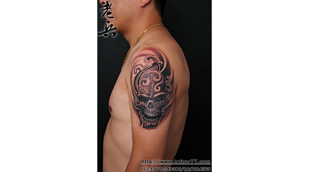 大臂欧美骷髅纹身（tattoo）图案作品