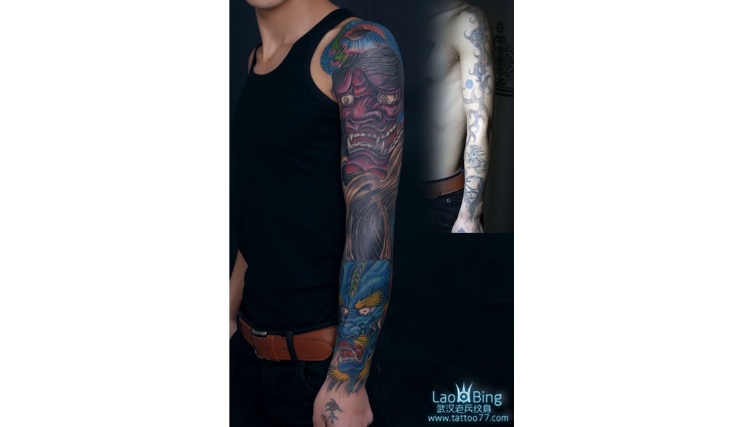 本店为来自江西纹身爱好者打造的遮盖失败纹身--花臂般若龙纹身图案作品 ...