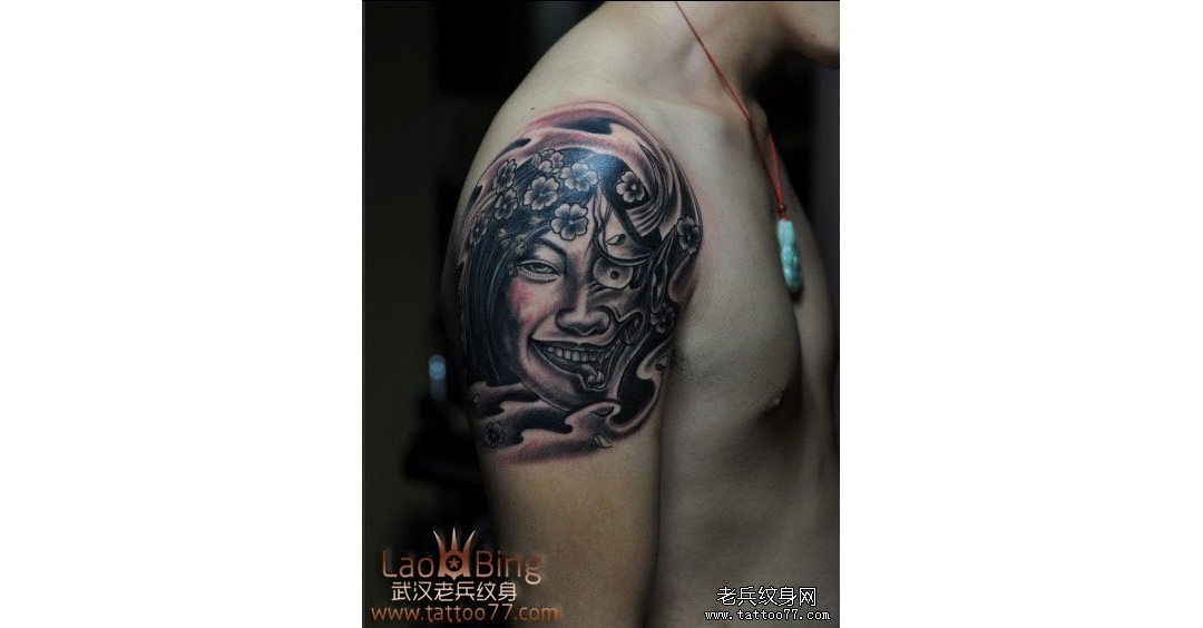 老兵纹身为鄂州纹身爱好者设计制作的双面人图案作品