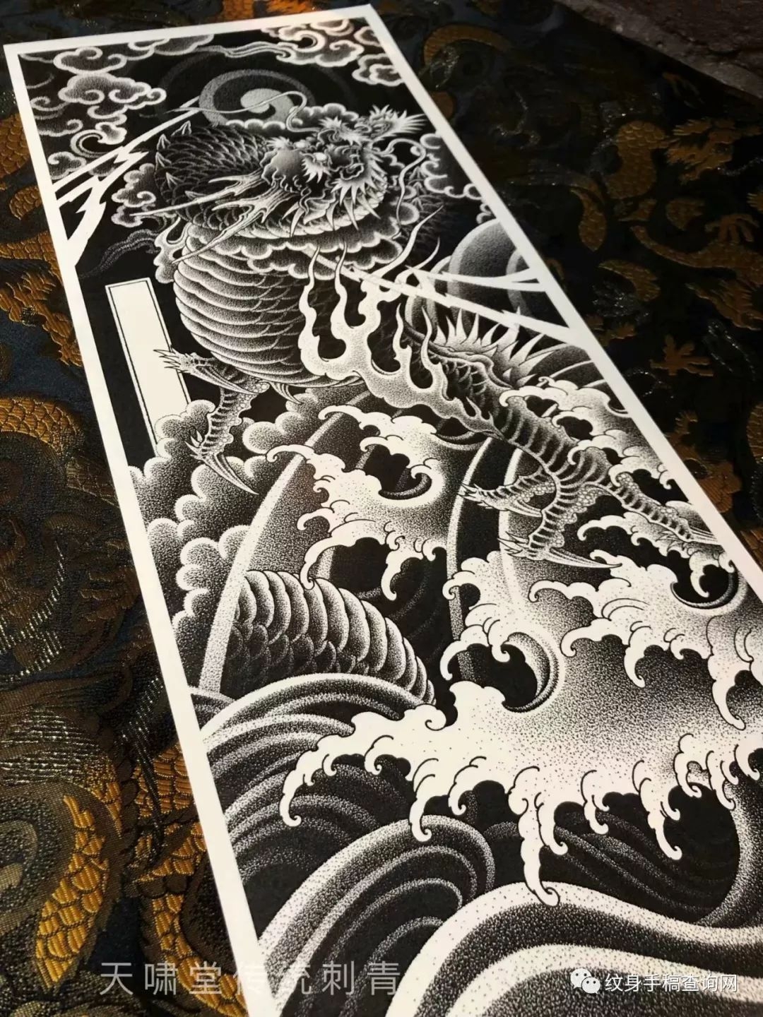 100张传统日式水浪花板雾适合文花臂花腿的大气纹身手稿图片大全分享 ...