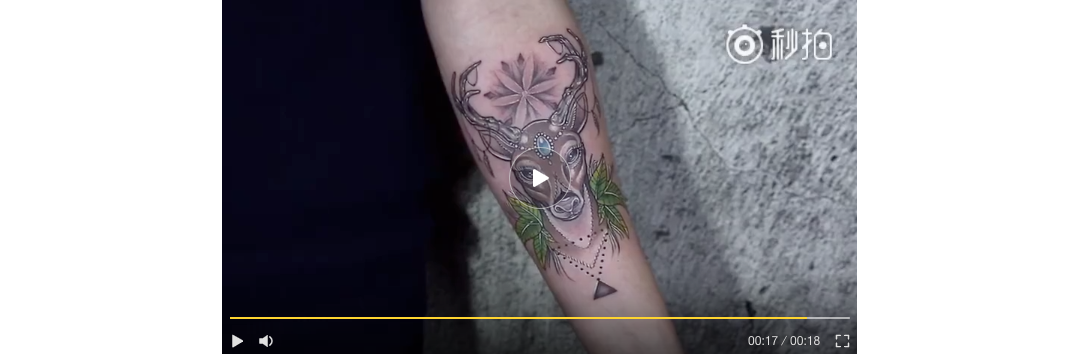 本店为小女生制作的腹部小鹿纹身作品视频过程