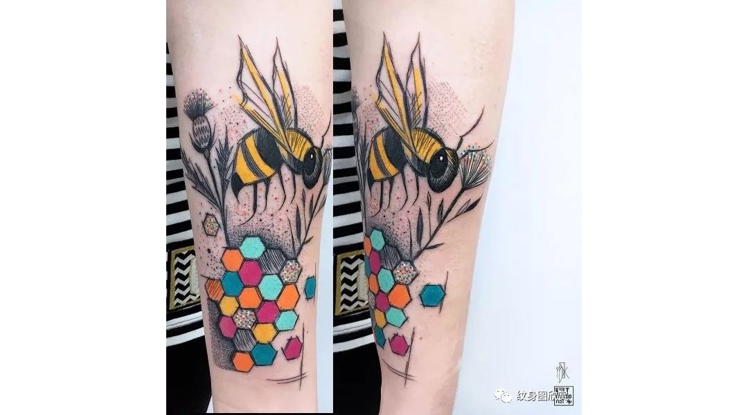 昆虫纹身 - 【蜜蜂】纹身图案