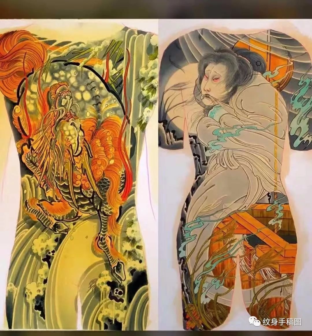 纹身手稿 日式 全胛纹身 通体纹身 超级大满背纹身 纹身素材