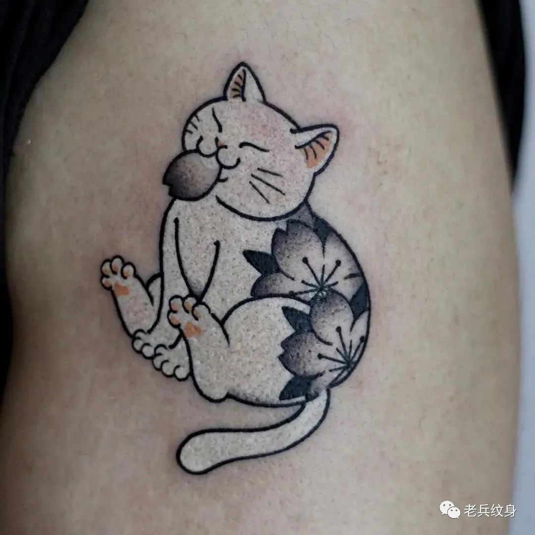 纹身素材第1263期——日式福猫