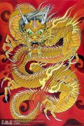 霸气很酷的一款传统满背龙纹身图案