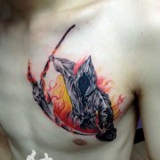 胸部帅气经典的死神纹身图案