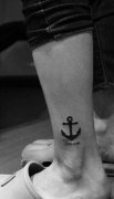 女孩子腿部小清新—图腾船锚纹身图案