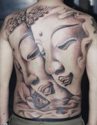 男人满背超酷的佛纹身图案
