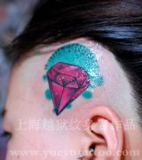 头部一款彩色钻石纹身图案